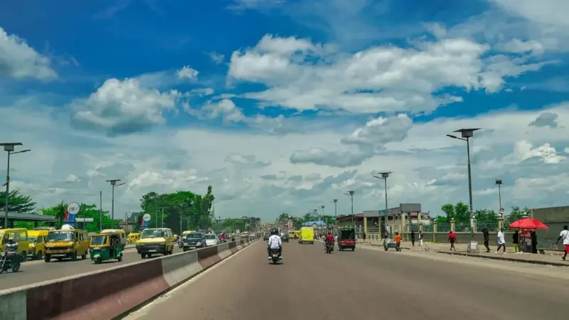 A busy street in Kinshasa